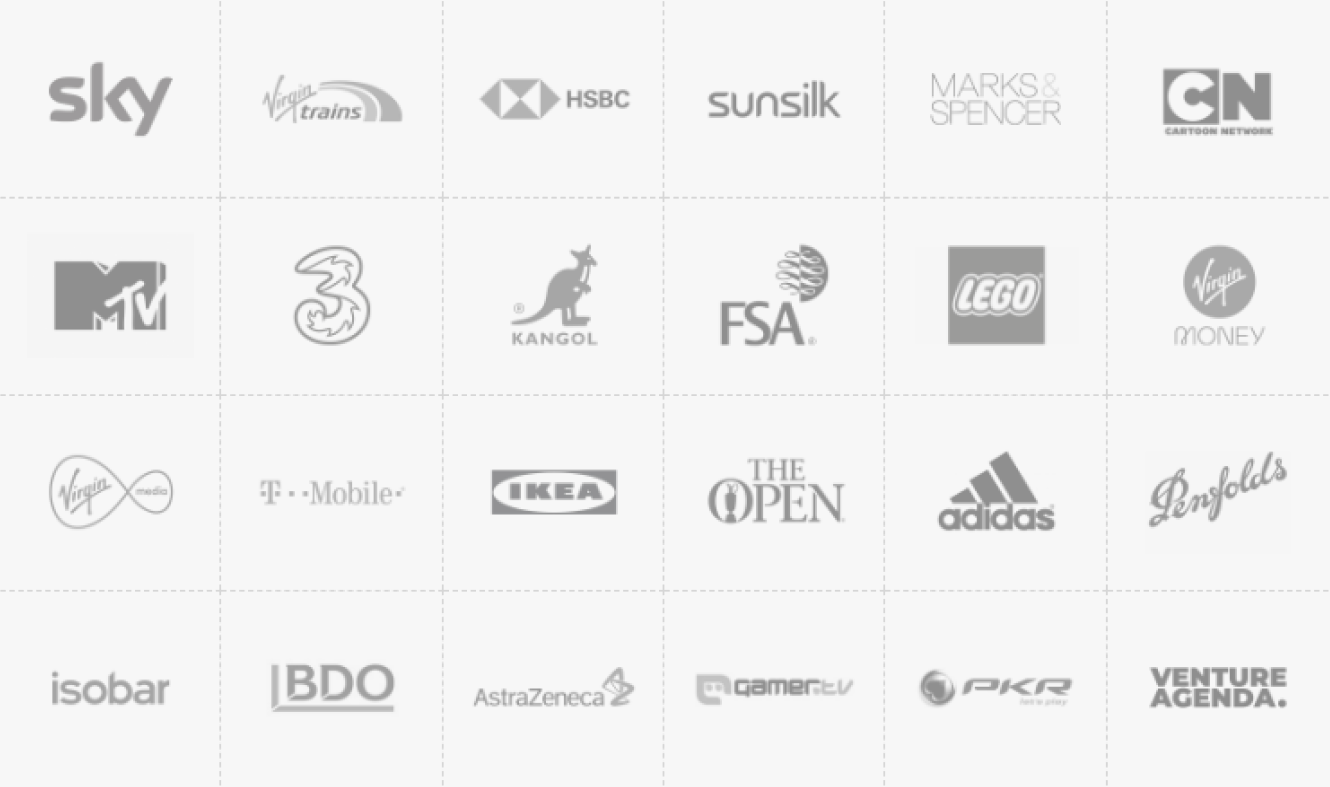 Dozens of client logos